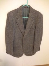 mens gray HARRIS TWEED jacket blazer sport coat 100% wool 2 button - £77.48 GBP