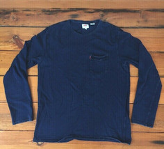Levis Relaxed Fit Overdyed Pocket Navy Blue Long Sleeve Pull Over Shirt ... - $16.99