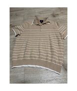 Ben Sherman Mens Knit Polo Shirt Tan White Stripe Sz L Pink Oi! Rancid H... - $34.65