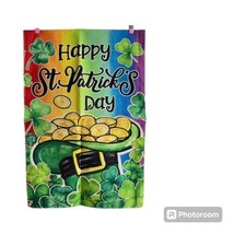 St. Patrick&#39;s Day Garden Flag 12x18 Green Shamrocks Hat of Gold End of R... - £7.74 GBP