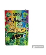 St. Patrick&#39;s Day Garden Flag 12x18 Green Shamrocks Hat of Gold End of R... - £7.80 GBP