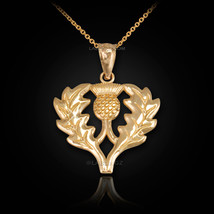 Gold Scottish Thistle Pendant Necklace - £150.10 GBP+