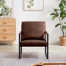 Brown PVC Leather Accent Arm Chair: Padded Lounge Office - $3,043.96 MXN