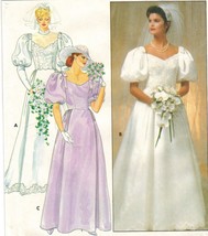 Vtg Misses Bridesmaid Wedding Gown Mutton Bouffant Sleeves Train Sew Pattern S12 - £8.01 GBP