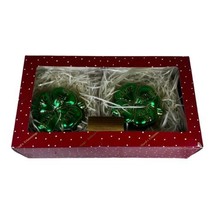 Set Of Two Dillards Trimmings Germany Glass vintage Christmas Clover ornaments - £26.14 GBP