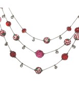 Vintage Pink Red Floral Faceted Beaded Multi Strand Necklace Womens Jewelry - $24.80