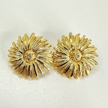 Vintage Monet Clip On Earrings Gold Tone Circle Shipped Rubbed Set - £6.87 GBP