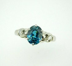 Authenticity Guarantee 
14k White Gold Large Teal Blue Genuine Natural Zircon... - £996.93 GBP