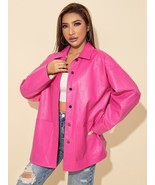 Pink Handmade Soft Stylish Leather Women Lambskin Formal Shirt Casual  G... - $115.20+