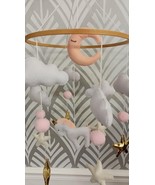 Baby Crib Mobile Unicorn Cloud Moon Stars Nursery DéCor Pink Gold White - €11,44 EUR