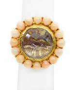 The Gracie Collection &quot;Manipura Day&quot; Amethyst &amp; Coral Halo Vermeil Ring ... - £266.57 GBP