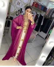 Moroccan Farasha Georgette Ramadan Women Caftan Gown Kaftan Abaya Dubai Islamic - £80.60 GBP