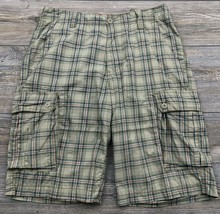 WearFirst Cargo Shorts Men&#39;s 32 Plaid 100% Cotton Flat Front - £15.88 GBP