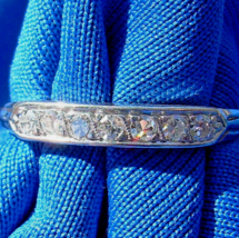 Earth mined Diamond Deco Wedding Band 14k White Gold Antique Bridal Slim Ring 7 - $2,453.60 CAD