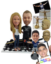 Personalized Bobblehead Happy Racer with his wife ready to start the big F1 race - £186.96 GBP