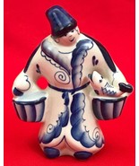Handmade Russian Blue/White Porcelain Figurine, Shekma Gzmel, Man with B... - $990.12 MXN