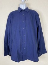 Apt 9 Men Size XL Blue Striped Button Up Shirt Long Sleeve - £8.43 GBP