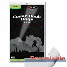 1 pack of 100 BCW 9" x 14" Resealable Graded Comic Bags - $16.91