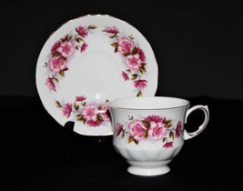 Queen Anne Pink Floral Teacup Set | Ridgway Potteries Vintage Tea Cup &amp; Saucer S - £55.31 GBP