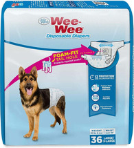 Four Paws Wee Wee Disposable Dog Diapers Large 36 Count - £46.35 GBP+