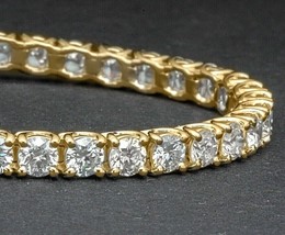 Valentine Gift 4mm Classic Tennis Bracelet Moissanite Set - 14K Yellow Gold Over - £141.77 GBP