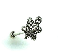 Tortoise Nose Stud Wisdom Knowledge 22g (0.6mm) Vintage 925 silver  Ball End  - £3.42 GBP