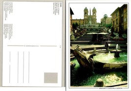 Italy Lazio Rome Spagna Square Stairs People Fountain Flowers Vintage Postcard - £7.51 GBP