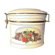 Knotts Berry Farm Ceramic Canister Oval Fruit Berries Gold Tone Accents Vintage - £8.56 GBP