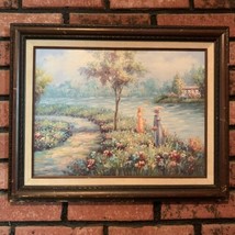Signed C. Hunter Oil Painting Canvas Impressionism Landscape Ladies Past... - $100.00