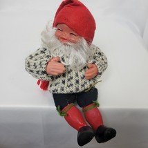 Vintage ARNE HASLE Norwegian Christmas Elf Gnome 11&quot; Latex Doll w/ Knit Sweater - £34.39 GBP