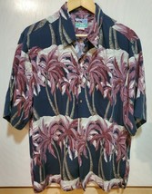 Reyn Spooner Purple Palm Trees Button Front Hawaiian Print Short Sleeve ... - £27.03 GBP