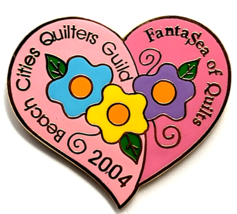 2004 FantaSea of Quilts Beach Cities Quilters Guild CA Pin Vintage Heart... - $12.99