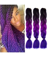3Tone Ombre Color Jumbo Braids Synthetic Hair Extensions 3Pcs/Lot 24inches - £12.78 GBP