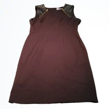 Calvin Klein Black Sheath Knee Length Dress w Faux Leather Size 6 - £25.05 GBP