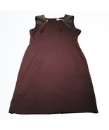 Calvin Klein Black Sheath Knee Length Dress w Faux Leather Size 6 - £24.59 GBP