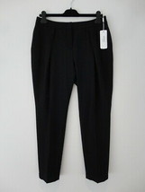 NWT AKRIS Black Wool Layered Pleated Tapered Leg Mina Trouser Pants 8 - £110.01 GBP