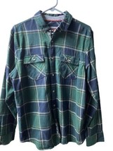 Canada Weathergear Flannel Shirt Womens Size L Green Plaid Flap Pockets Soft - £17.01 GBP