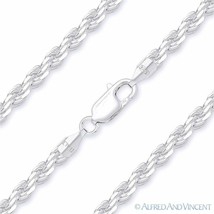 Twist-Rope 2.5mm Diamond-Cut Italian Chain Necklace in 925 Italy Sterling Silver - £35.15 GBP+