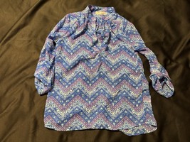I’m In Love With Derek Blue Chevron Tribal Blouse – Size Medium (Measured) - $12.95