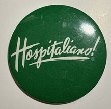 Vintage Olive Garden Hospitaliano! Script Font Pinback Button 2.25&quot; E3 - £14.65 GBP