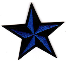 BLUE NAUTICAL STAR PATCH rockabilly traditional tattoo flash art embroid... - $5.99