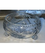 Vintage Large Clear Cut Crystal  Glass Bowl, 3 Footed Rose Bowl, 8” X 5”... - £23.54 GBP