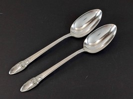 1847 Rogers FIRST LOVE 2 Serving Spoons 8-1/2&quot; Silverplate Flatware 1937 - £15.50 GBP