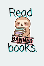 Read Sloth Oval Sticker - $2.00