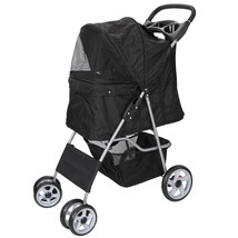 Dog Stroller Travel Folding Carrier Small Medium Cat Pet 4 Wheeler W/ Cu... - £74.51 GBP