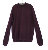 Peter Millar 1/4 Zip Waffle Stitch Sweater Mens LT Purple Merino Wool an... - $28.49