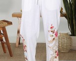 Paparazzi Linen Blend Embroidered Dragon Pant White - $49.00