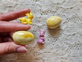 Vintage Miniature Easter Decorations Ceramic Eggs Plastic Bunnies FREE US SHIP - £9.66 GBP