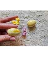 Vintage Miniature Easter Decorations Ceramic Eggs Plastic Bunnies FREE U... - £9.59 GBP