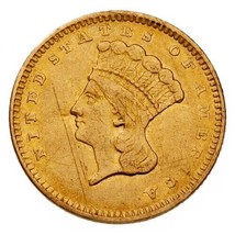 1856 $1 Gold Indian Princess in XF-AU Condition, Gorgeous Early US Gold - $420.75